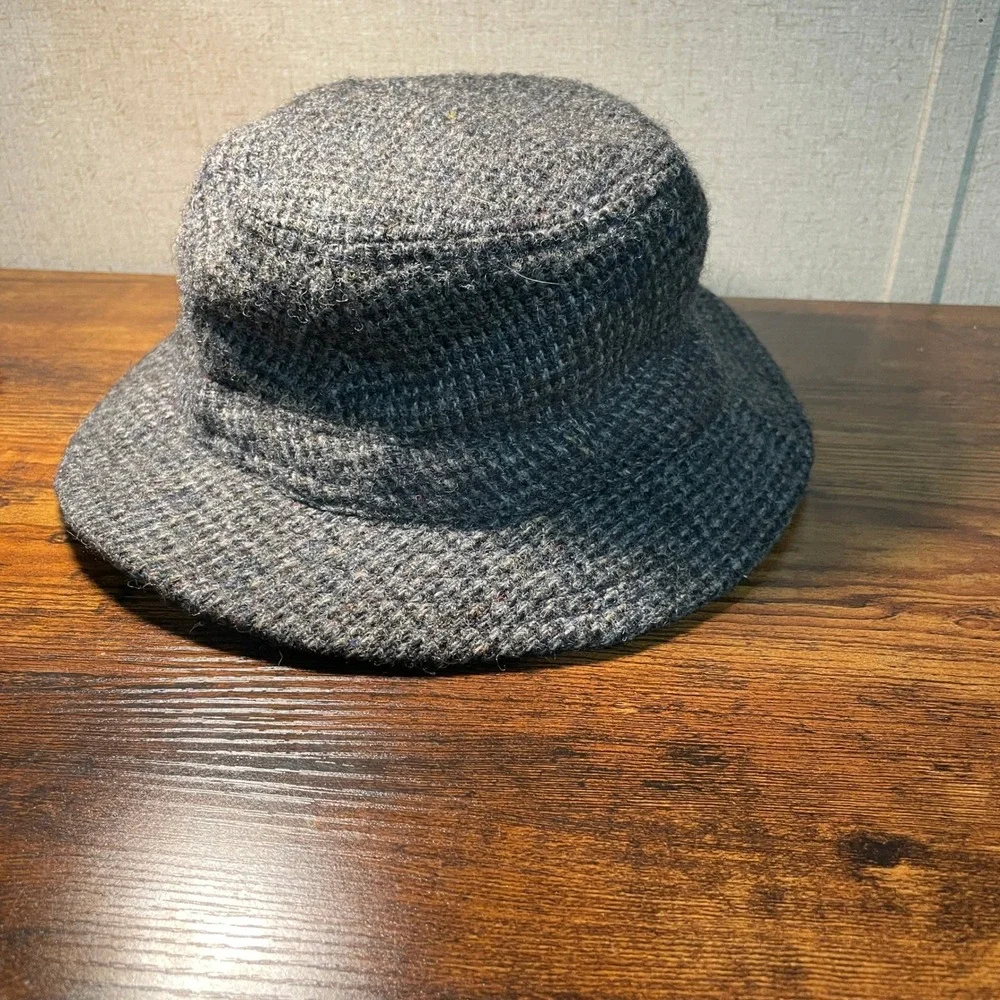 LL Bean Harris Tweed Gore-Tex Bucket Hat Mens XL Grey Wool Scottish Made in USA
